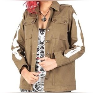 Iron fist green military style army jacket with arm bone detail women’s medium